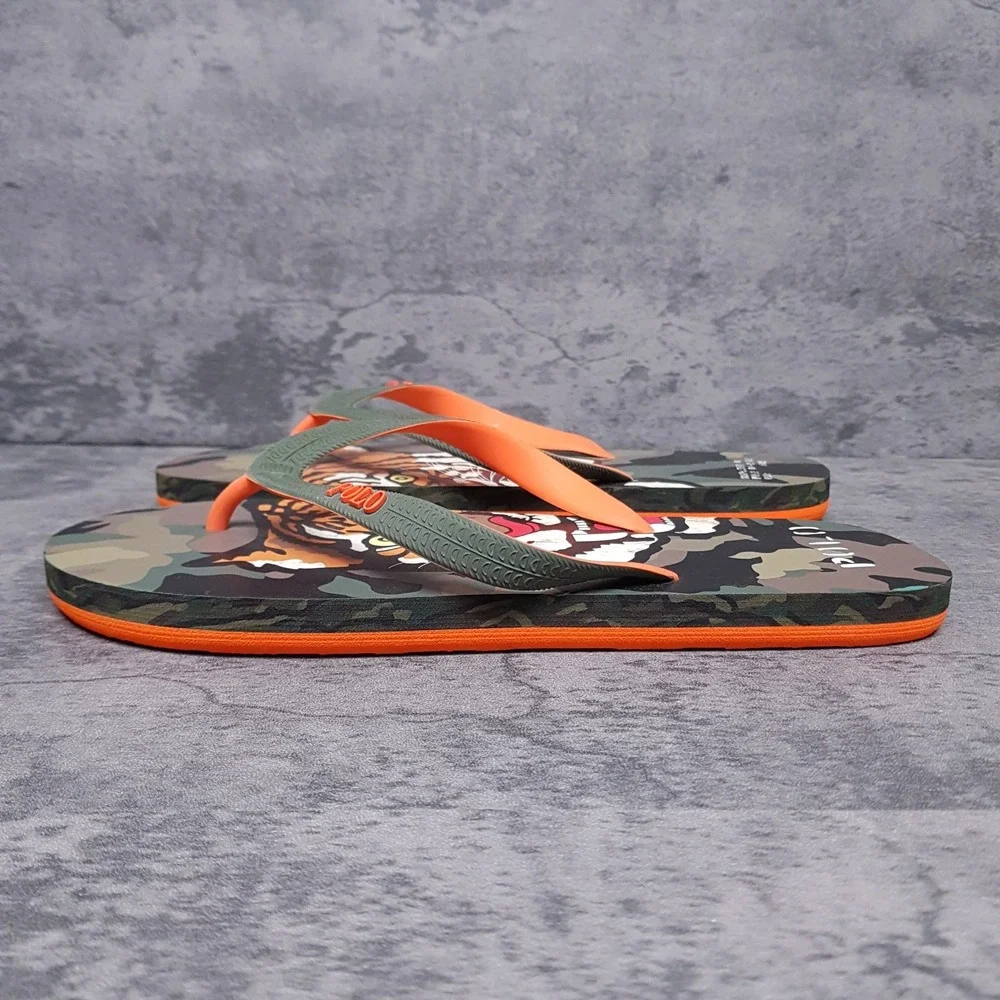 POLO RALPH LAUREN Whitlebury II Tiger‎ Camo Flip Flops Mens 10 D Green